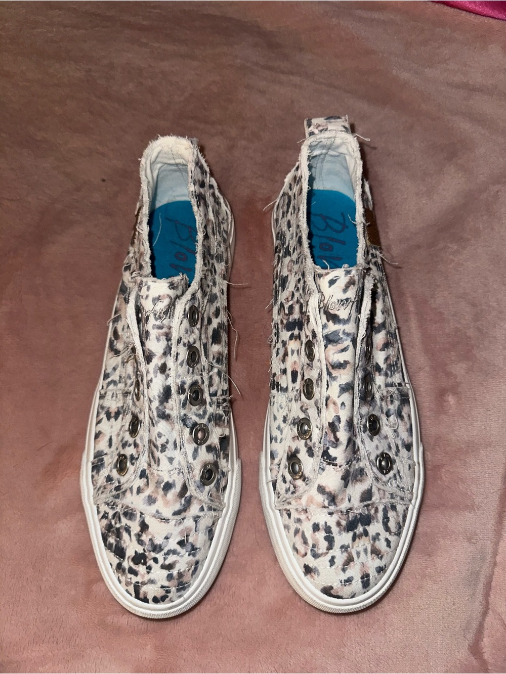 Leopard Print Slip-On Canvas Sneakers - White/Beige Blowfish size 10